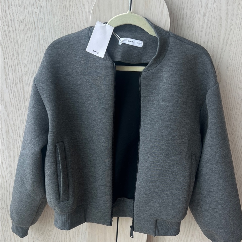 Mango Charcoal Zip-Up Jacket